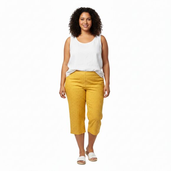 Ashley Stewart Eyelet Capri Pants Lined 18W - Picture 1 of 9